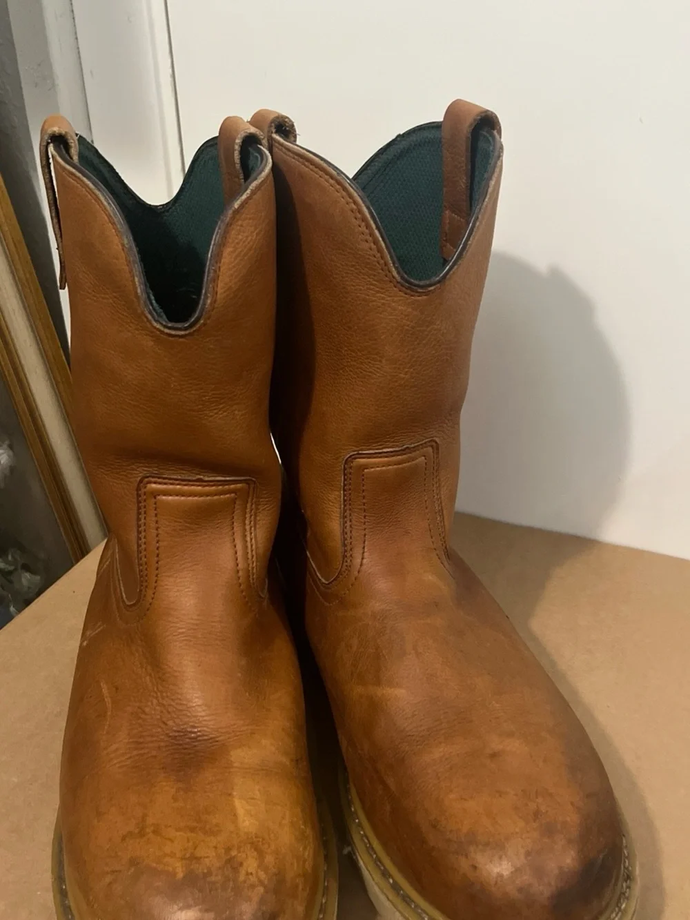 Georgia Boot Tan Leather Pull-On Work Boots